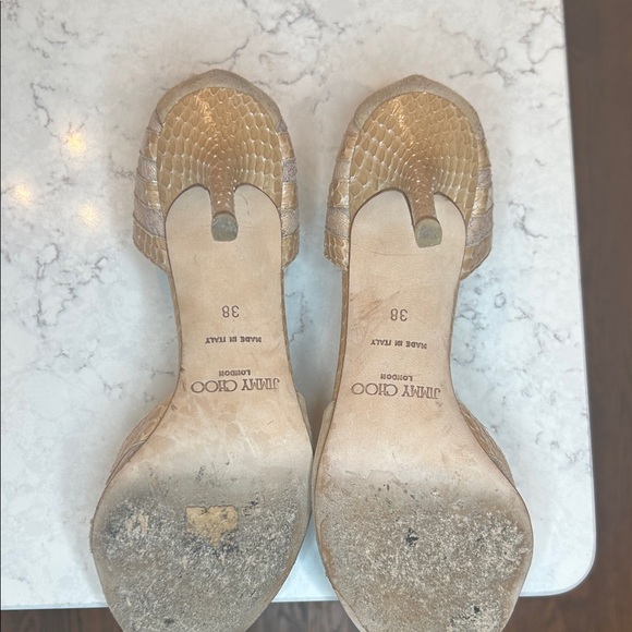 Jimmy Choo Nude Snakeskin Heels - Picture 3 of 8